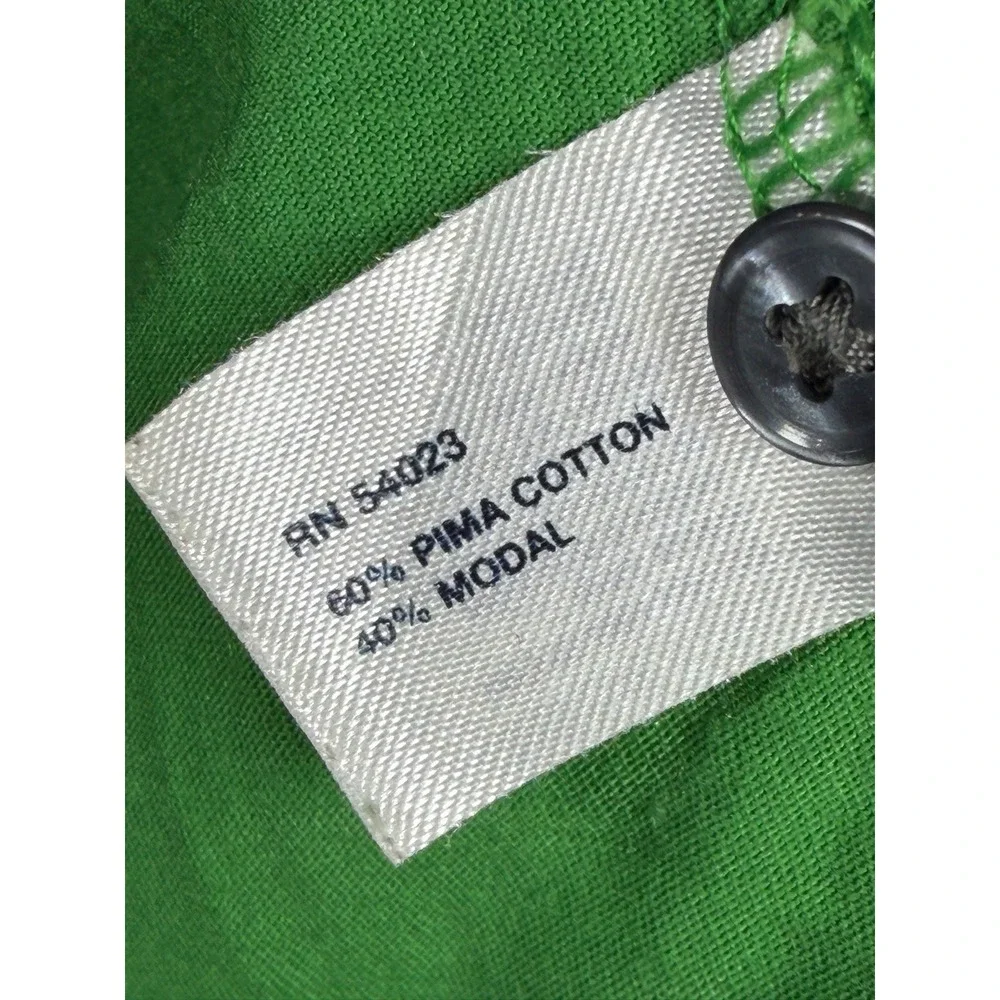 GAP Y2K Scoop Neck Babydoll Top Green‎ Ribbed Cotton Modal Women's S Henley - Picture 8 of 12